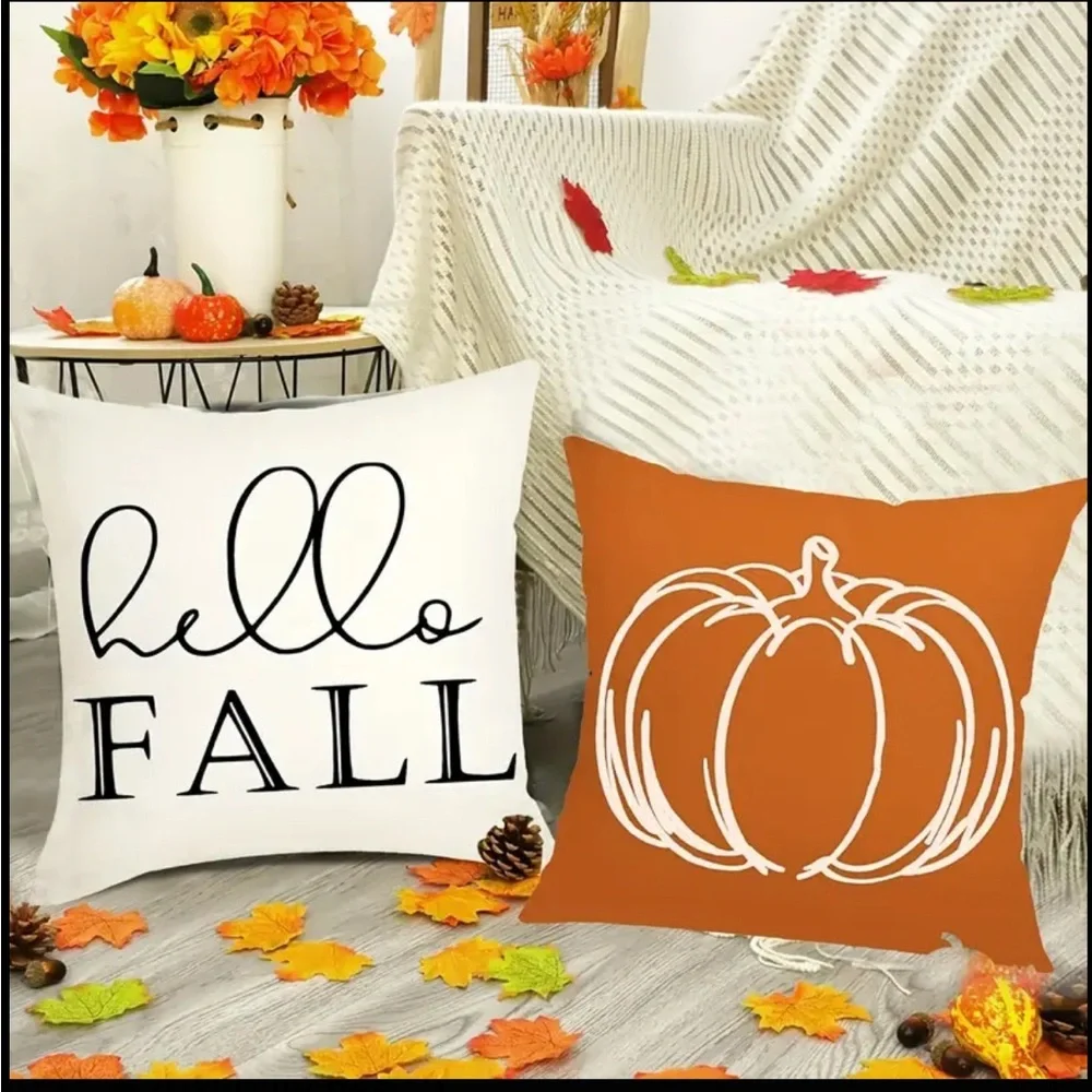Set of 4 Fall Themed Decorative Throw Pillows